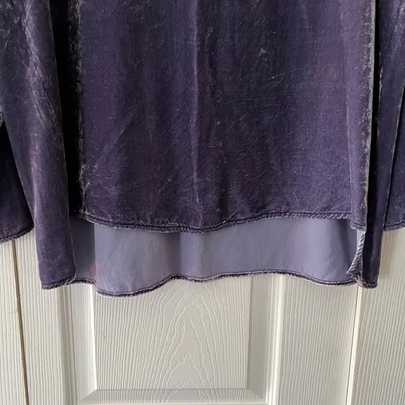 EUC— Eileen Fisher Purple Crushed Velvet Top With 3/4 Sleeves - Picture 5 of 8